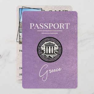 Save The Date Lavender Purple Greece Passeport Enregistrer la ca