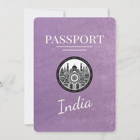 Save The Date Lavender Purple India Passeport Enregistrer La Dat (Devant)