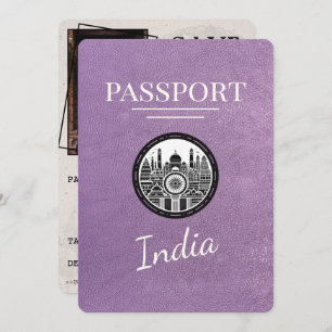 Save The Date Lavender Purple India Passeport Enregistrer La Dat