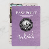 Save The Date Lavender Purple Ireland Passeport Enregistrer La D (Devant / Derrière)