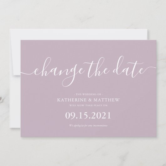 Save The Date Lavender Script Lettering Resave the Date Mariage (Devant)