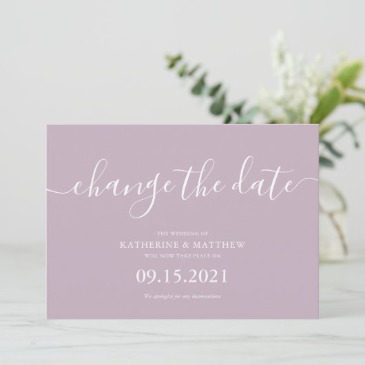 Save The Date Lavender Script Lettering Resave the Date Mariage (Debout devant)