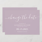 Save The Date Lavender Script Lettering Resave the Date Mariage (Devant / Derrière)