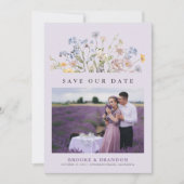 Save The Date Lavender Spring Wildflower Meadow Garden QR Code (Devant)