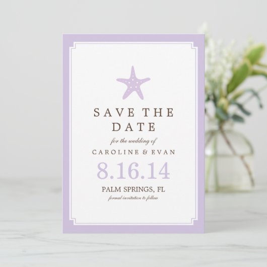 Save The Date Lavender Starfish Wedding Enregistrer la date (Debout devant)