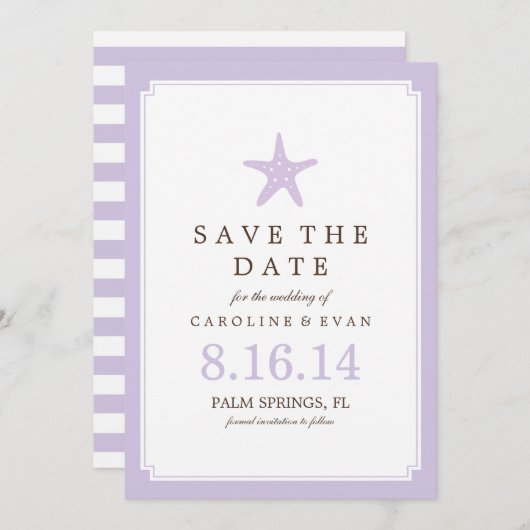Save The Date Lavender Starfish Wedding Enregistrer la date (Devant / Derrière)