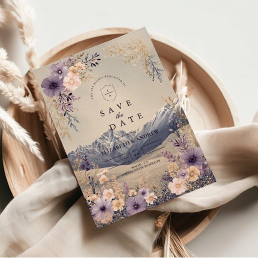 Save The Date Lavender Wildflower Mountain Wedding