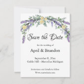 Save The Date Lavender Yellow Rose et Eucalyptus Enregistrer la  (Devant)
