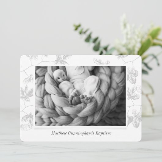 Save The Date Le Baptême Pour Lui | Liquide simple photo gris (Debout devant)