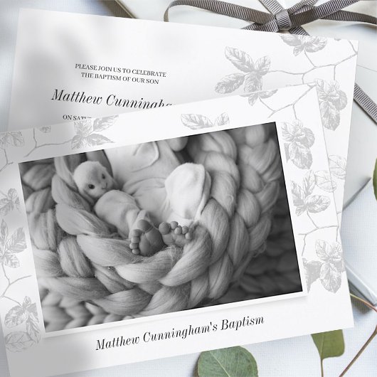 Save The Date Le Baptême Pour Lui | Liquide simple photo gris