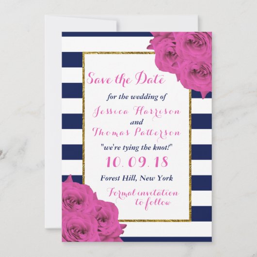 Save The Date Le Chic Moderne Luxe Mariage Collection Rose Roses (Devant)