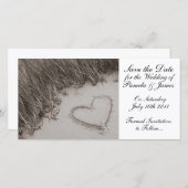 Save The Date Le coeur dans le sable Sauvez la date (Devant / Derrière)