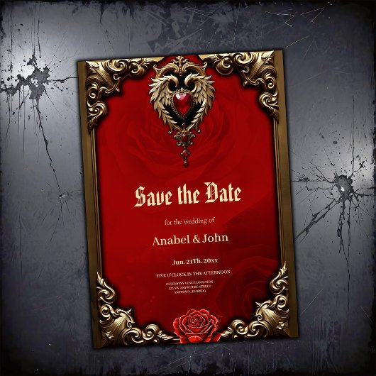 Save The Date Le coeur gothique du feu et de l'or