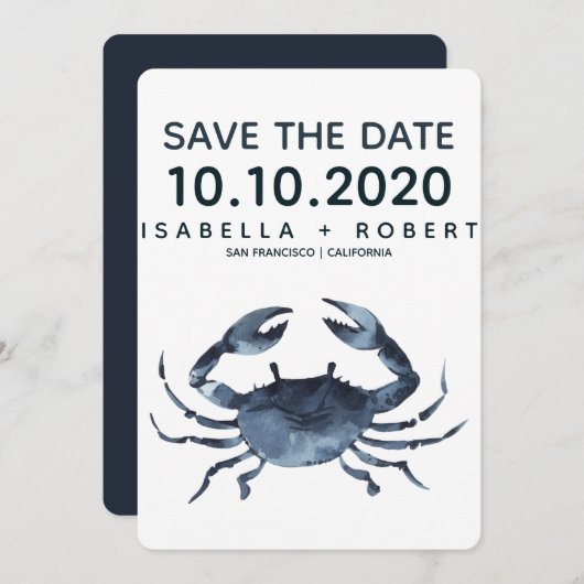 Save The Date Le crabe bleu | Mariage Enregistrer la date (Devant / Derrière)