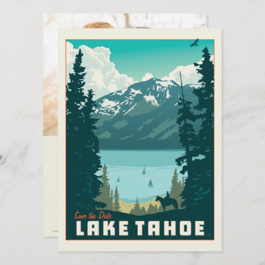 Save The Date Le lac Tahoe | Enregistrer la date - Photo (Devant / Derrière)