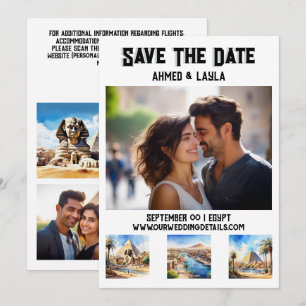 Save The Date Le mariage du Caire 3 photos de l'aquarelle attrac