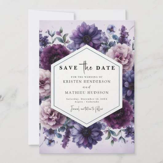 Save The Date Le Mariage végétal numérique violet (Devant)