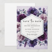 Save The Date Le Mariage végétal numérique violet (Devant / Derrière)