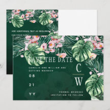 LeahG Tropical Vert Floral Feuille Mariage Rose