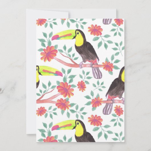 Save The Date Lecteur de fleurs | Oiseau Toucan Et Fleurs (Devant)