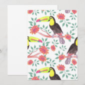 Save The Date Lecteur de fleurs | Oiseau Toucan Et Fleurs (Devant / Derrière)