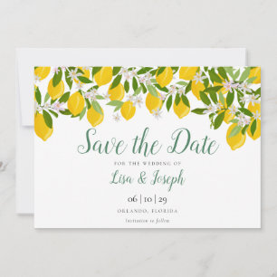 Save The Date Lemons Blossom Elegant Script