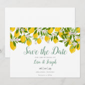 Save The Date Lemons Blossom Elegant Script (Devant / Derrière)