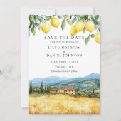 Save The Date Lemons Tuscan Scene Italian Wedding (Devant)