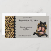 Save The Date Leopard Argent Et Perles Noires Sauvent La Date (Devant / Derrière)