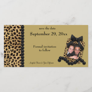 Save The Date Leopard Or Et Perles Noires Économisent La Date
