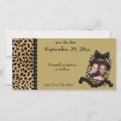 Save The Date Leopard Or Et Perles Noires Économisent La Date (Devant)