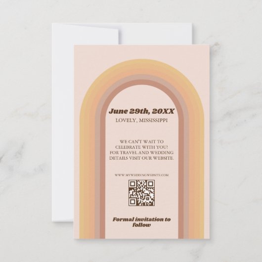 Save The Date les années 70 Retro Super Arch Funky Photo (Dos)