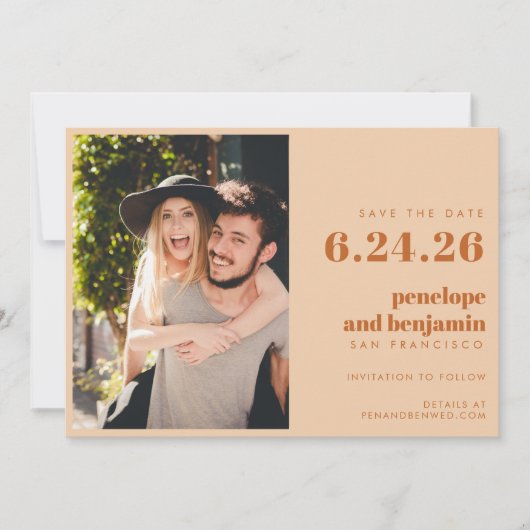 Save The Date les années 70 rétro super Design en Mariage PHOTO  (Devant)