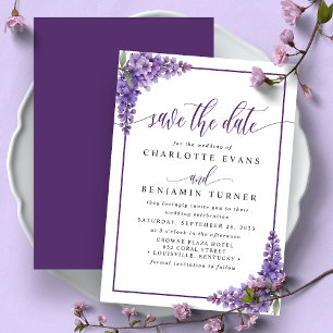 Save The Date Les Coins De Wisteria Florale Violet Sauvegardent