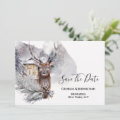 Save The Date Les couples de sapin de pin d'hiver (Debout devant)