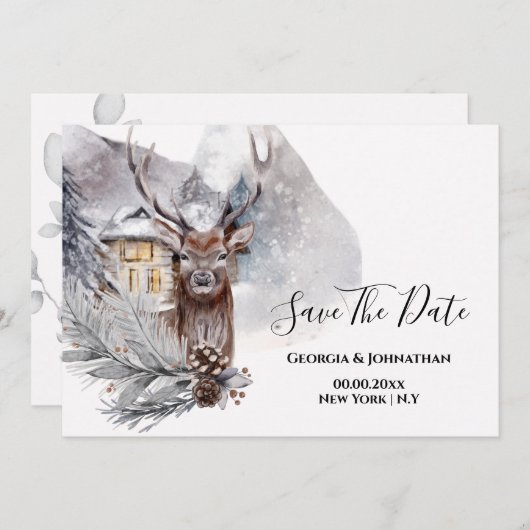 Save The Date Les couples de sapin de pin d'hiver (Devant / Derrière)