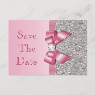 Save The Date Les faux diamants roses d'arc épargnent le baby