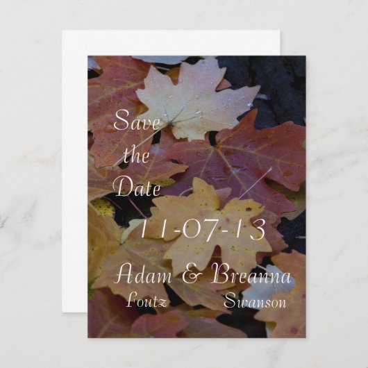 Save The Date Les feuilles d'automne tout autour (Devant / Derrière)