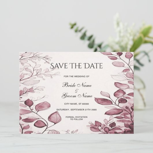 Save The Date Les Feuilles Rouges Modernes Sauvent La Date (Debout devant)