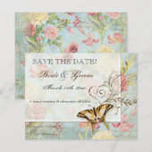 Save The Date Les Fleurs Peony Rose Tulip Floral Flowers Mariage (Devant / Derrière)