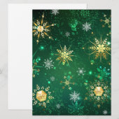 Save The Date Les flocons dorés de Noël sur l'Arrière - plan ver (Devant / Derrière)
