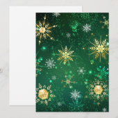 Save The Date Les flocons dorés de Noël sur l'Arrière - plan ver (Devant / Derrière)