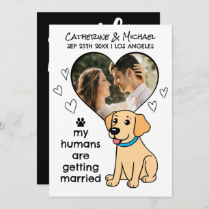 Save The Date Les Humains Se Marient Labrador Chien Tiré La Main