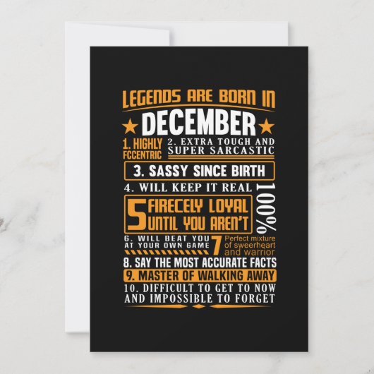 SAVE THE DATE LES LÉGENDES SONT NÉS EN DÉCEMBRE ANNIVERSAIRE MOI (Devant)
