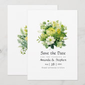 Save The Date Les nuances de Mariage floral vert (Devant / Derrière)