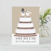 Save The Date Les oiseaux aiment le gâteau de mariage (Debout devant)