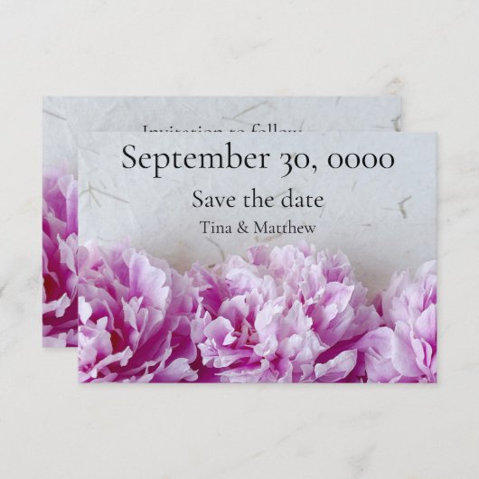 Save The Date Les pivoines d'affilée (Devant / Derrière)