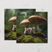Save The Date Les Souris Sous Champignons Se Protégeant De La Pl (Devant / Derrière)