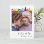 Save The Date Lesbian Gay Mariage Rainbow Photo Enregistrer La D (Debout devant)