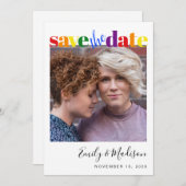 Save The Date Lesbian Gay Mariage Rainbow Photo Enregistrer La D (Devant / Derrière)